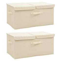 Bo&icirc;tes de rangement 2 pcs Tissu 50x30x25 cm Cr&egrave;me