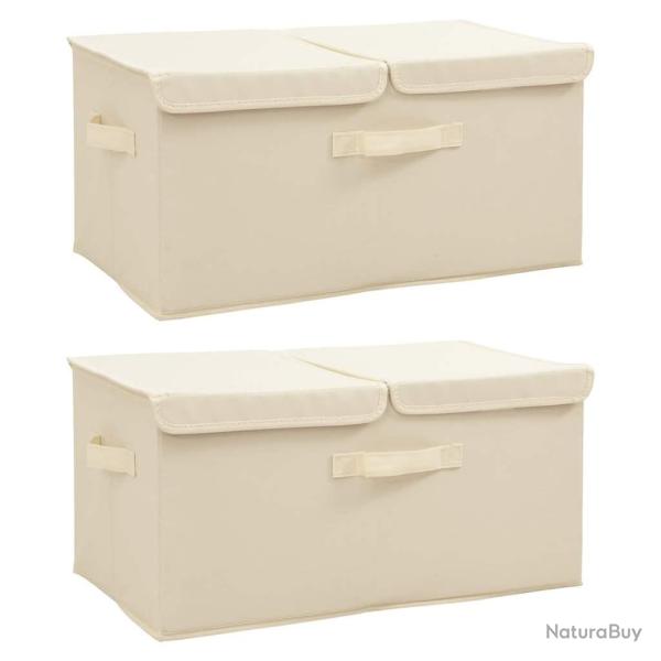 Bo�tes de rangement 2 pcs Tissu 50x30x25 cm Cr�me alsavelo