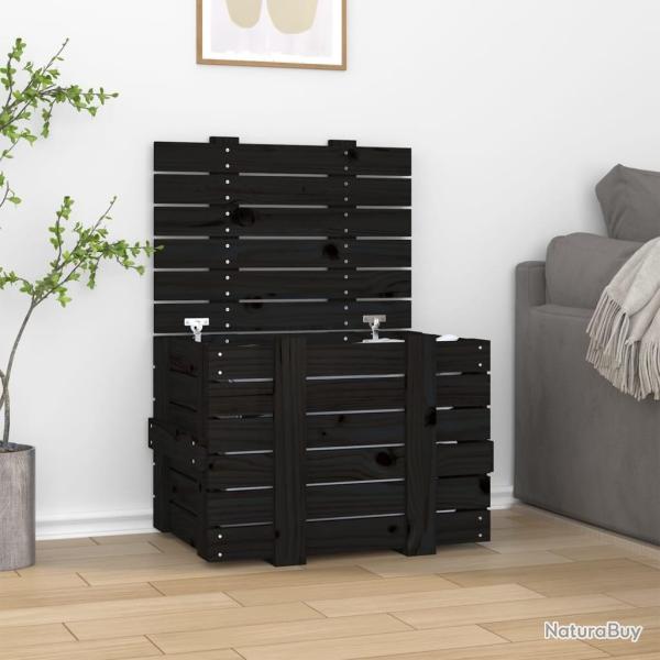 Bo�te de rangement Noir 58x40,5x42 cm Bois massif de pin alsavelo