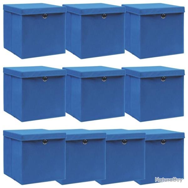 Bo�tes de rangement avec couvercle 10 pcs Bleu 32x32x32cm Tissu