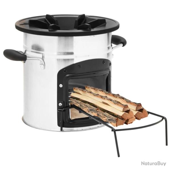 Po�le � bois de camping Argent� 45,5x33x25,5cm Acier inoxydable