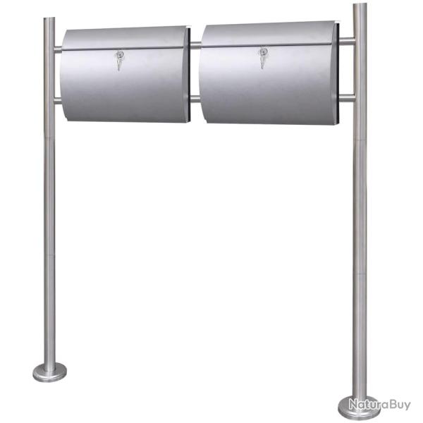 Double bo�te � lettre sur support en acier inoxydable alsavelo