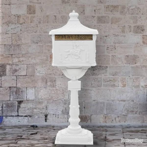 Bo�te aux lettres sur pied Aluminium Vintage Antirouille Blanc