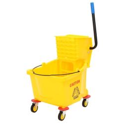 Seau &agrave; serpilli&egrave;re avec essoreuse et roues jaune 36 L PP