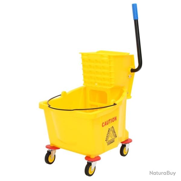 Seau � serpilli�re avec essoreuse et roues jaune 36 L PP alsavelo