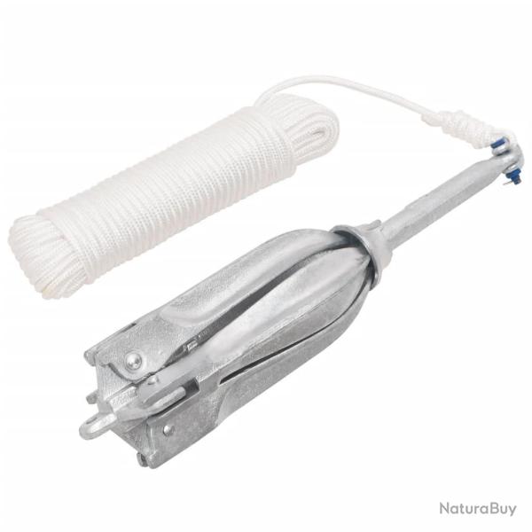 Ancre pliable avec corde argent� 10 kg fonte galvanis�e � chaud alsavelo