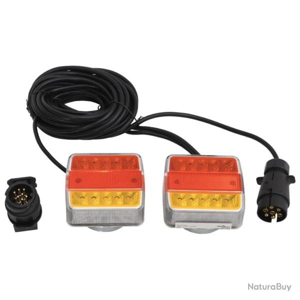 Feux de remorque 2 pcs Rouge 10,5x7,5x10 cm Ampoule LED 12 V