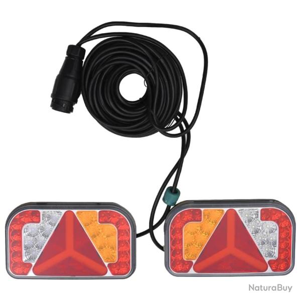 Feux de remorque 2 pcs Rouge 24x5x14,5 cm Ampoule LED 12 V