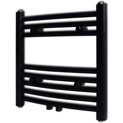 S&egrave;che-serviettes eau chaude &agrave; rails incurv&eacute;s noir 480 x 480 mm