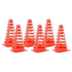 C&ocirc;nes de football 6 pcs empilables orange 13x13x22,5 cm alsavelo