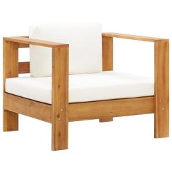 Chaise de jardin avec coussin Cr&egrave;me Bois d'acacia solide