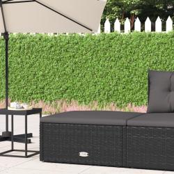 Tabouret de jardin avec coussin noir r&eacute;sine tress&eacute;e