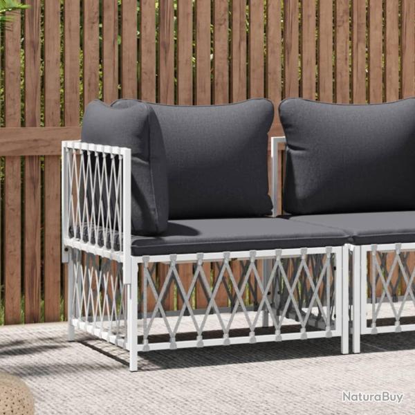 Canap� d'angle de jardin avec coussins blanc tissu tiss�