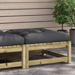 Repose-pied de jardin avec coussin bois de pin impr&eacute;gn&eacute;