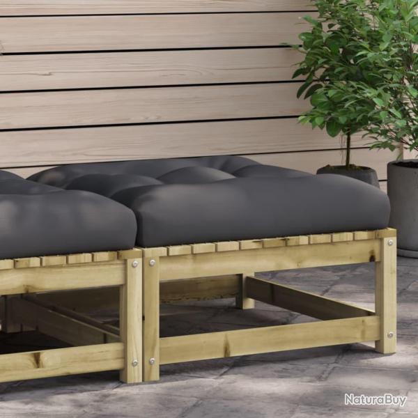Repose-pied de jardin avec coussin bois de pin impr�gn�