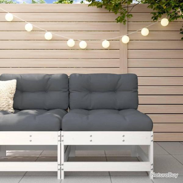 Canap� central de jardin blanc bois de pin massif