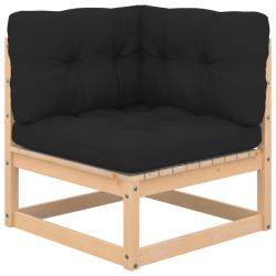 Canap&eacute; d'angle de jardin coussins anthracite Bois de pin massif