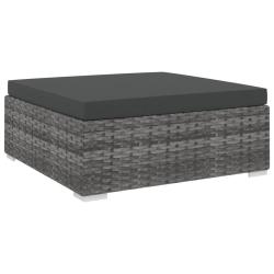 Repose-pied sectionnel 1 pc avec coussin R&eacute;sine tress&eacute;e Gris