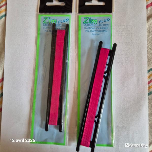Lot de 2 �lastiques roubaisien Zim rose fluo 0.8 mm, 8 m, 1.4 kg,