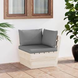 Canap&eacute; d'angle palette de jardin avec coussins &Eacute;pic&eacute;a impr&eacute;gn&eacute;