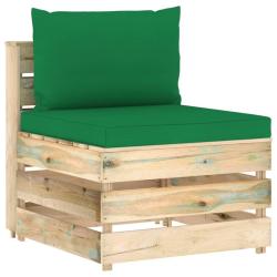 Canap&eacute; central sectionnel avec coussins Bois impr&eacute;gn&eacute; de vert