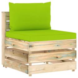 Canap&eacute; central sectionnel avec coussins Bois impr&eacute;gn&eacute; de vert