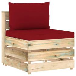 Canap&eacute; central sectionnel avec coussins Bois impr&eacute;gn&eacute; de vert
