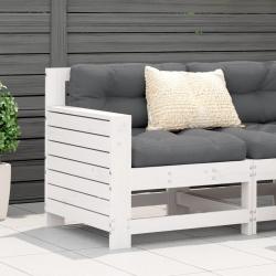 Canap&eacute; de jardin accoudoir avec coussin blanc bois massif pin