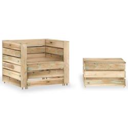Salon de jardin palette 2 pcs Bois de pin impr&eacute;gn&eacute;