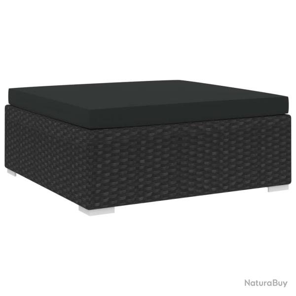 Repose-pied sectionnel 1 pc avec coussin R�sine tress�e Noir