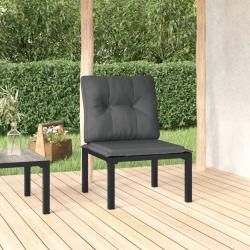 Chaise de jardin avec coussins noir/gris r&eacute;sine tress&eacute;e