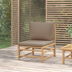 Canap&eacute; central de jardin avec coussins taupe bambou
