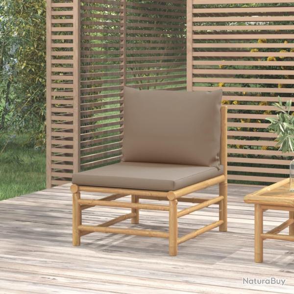 Canap� central de jardin avec coussins taupe bambou