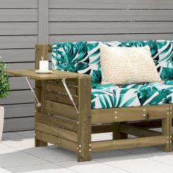 Canap&eacute; de jardin accoudoir avec coussin bois de pin impr&eacute;gn&eacute;