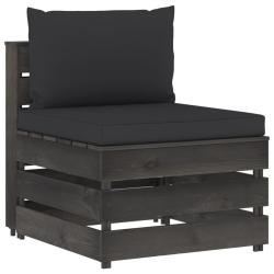 Canap&eacute; central sectionnel avec coussins Bois impr&eacute;gn&eacute; de gris