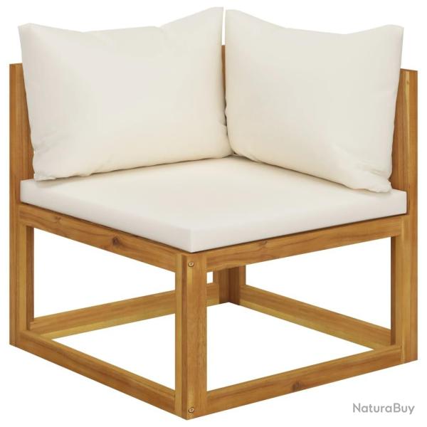 Canap� d'angle sectionnel et coussin blanc cr�me Bois d'acacia