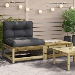 Canap&eacute; de jardin sans accoudoirs avec coussins et repose-pieds