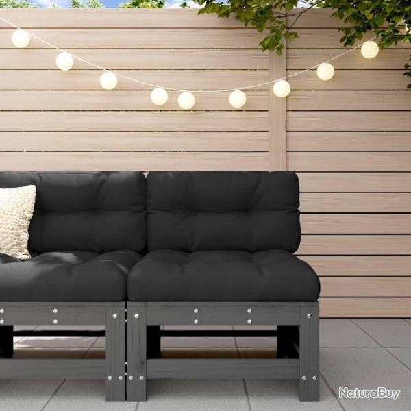 Canap� central avec coussins gris bois de pin massif