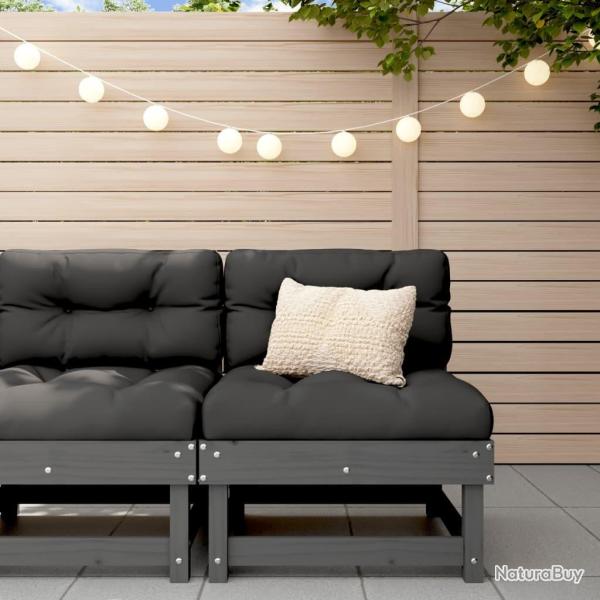Canap� central avec coussins gris bois de pin massif