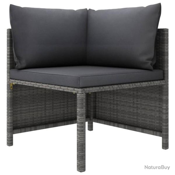 Canap� d'angle sectionnel avec coussins Gris R�sine tress�e