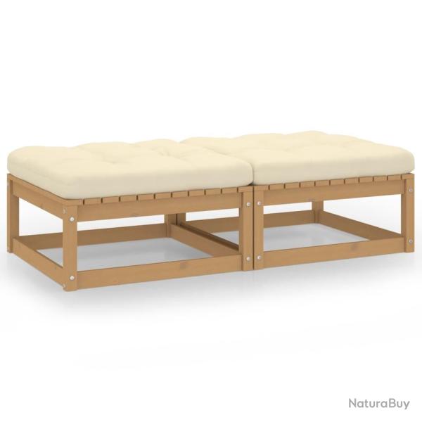 Repose-pieds de jardin avec coussins lot de 2 Bois pin solide