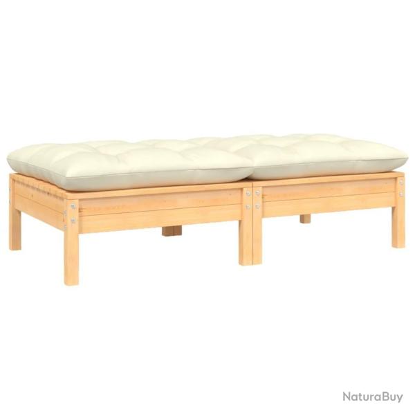 Canap� 2 places de jardin et coussins cr�me Bois de pin solide