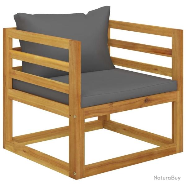Chaise de jardin avec coussins gris fonc� Bois d'acacia massif