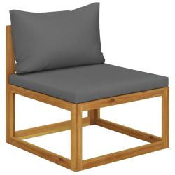 Canap&eacute; central sectionnel avec coussin gris fonc&eacute; Bois d'acacia