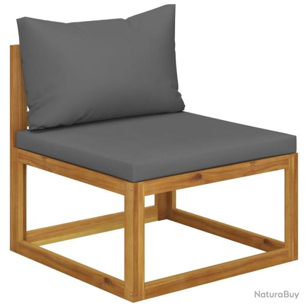 Canap� central sectionnel avec coussin gris fonc� Bois d'acacia