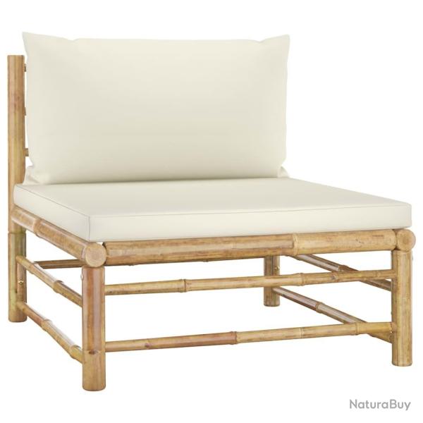 Canap� central de jardin avec coussins blanc cr�me Bambou