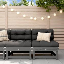 Canap&eacute;s centraux de jardin 2 pcs gris bois de pin massif