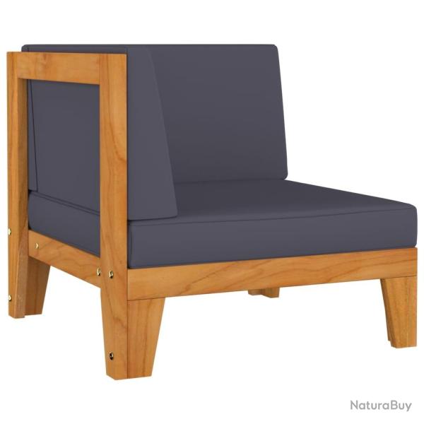 Canap� d'angle sectionnel et coussins gris fonc� Bois d'acacia