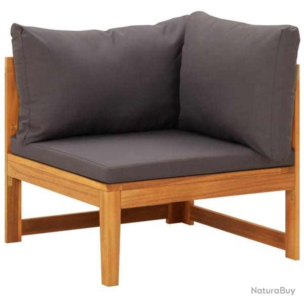 Canap� d'angle avec coussins gris fonc� Bois d'acacia solide