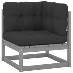 Canap&eacute; d'angle de jardin coussins anthracite Bois de pin massif